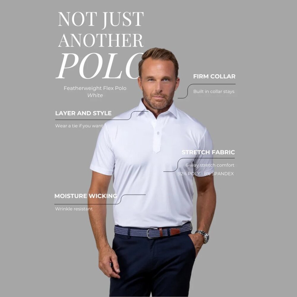 Collars & Co Featherweight Flex Short-Sleeve Polo, Dark Tide, XXL - Picture 2 of 8